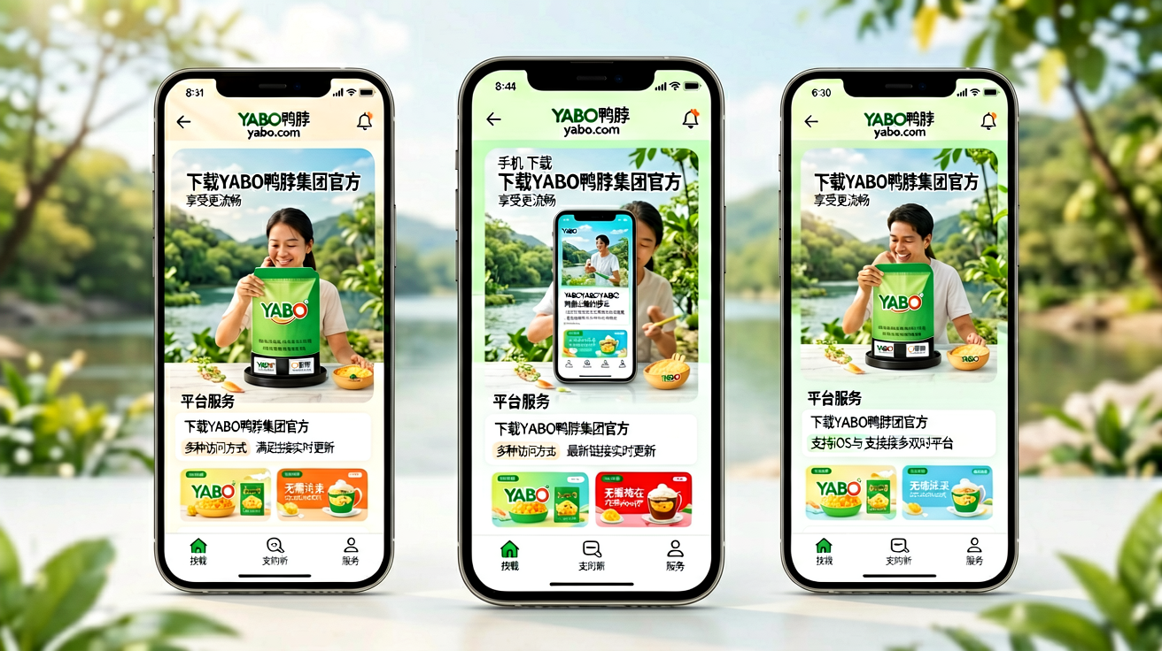 YABO鸭脖集团手机APP下载页面，展示移动端应用界面与下载引导
